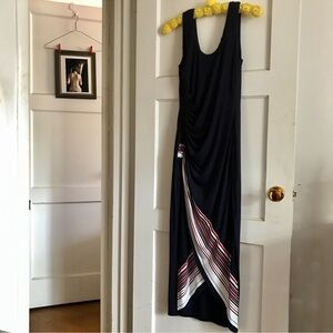 Bailey 44 Dress Size-S Pitcher Plant Maxi Tulip Hem Blue Red Stripes